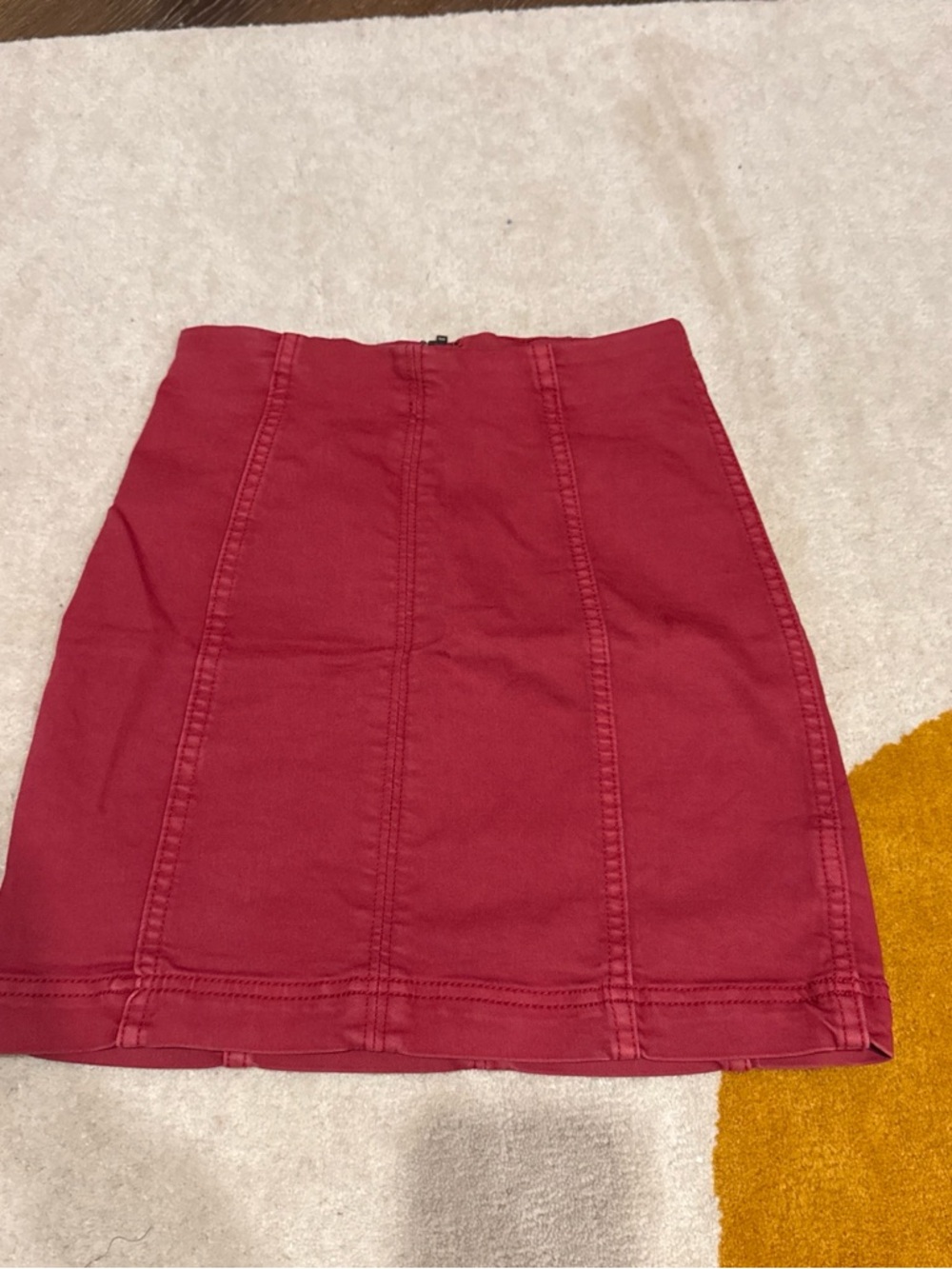 Free People Wine-Red High Waist Mini Skirt